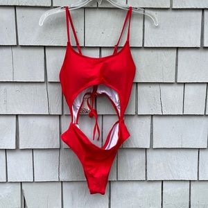 Feager Red One Piece Corset Back Swimsuit New With Tags Size Medium